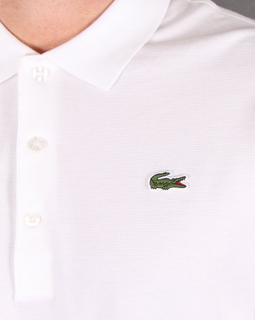 Lacoste Langarm-Poloshirt Weiß
