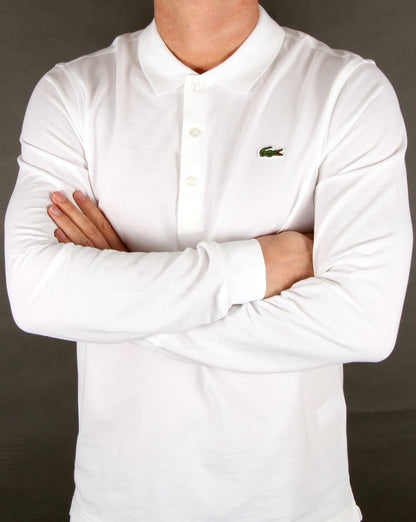 Lacoste Langarm-Poloshirt Weiß