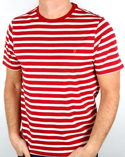 Farah – Lennox – Gestreiftes T-Shirt in Dunkelrot meliert