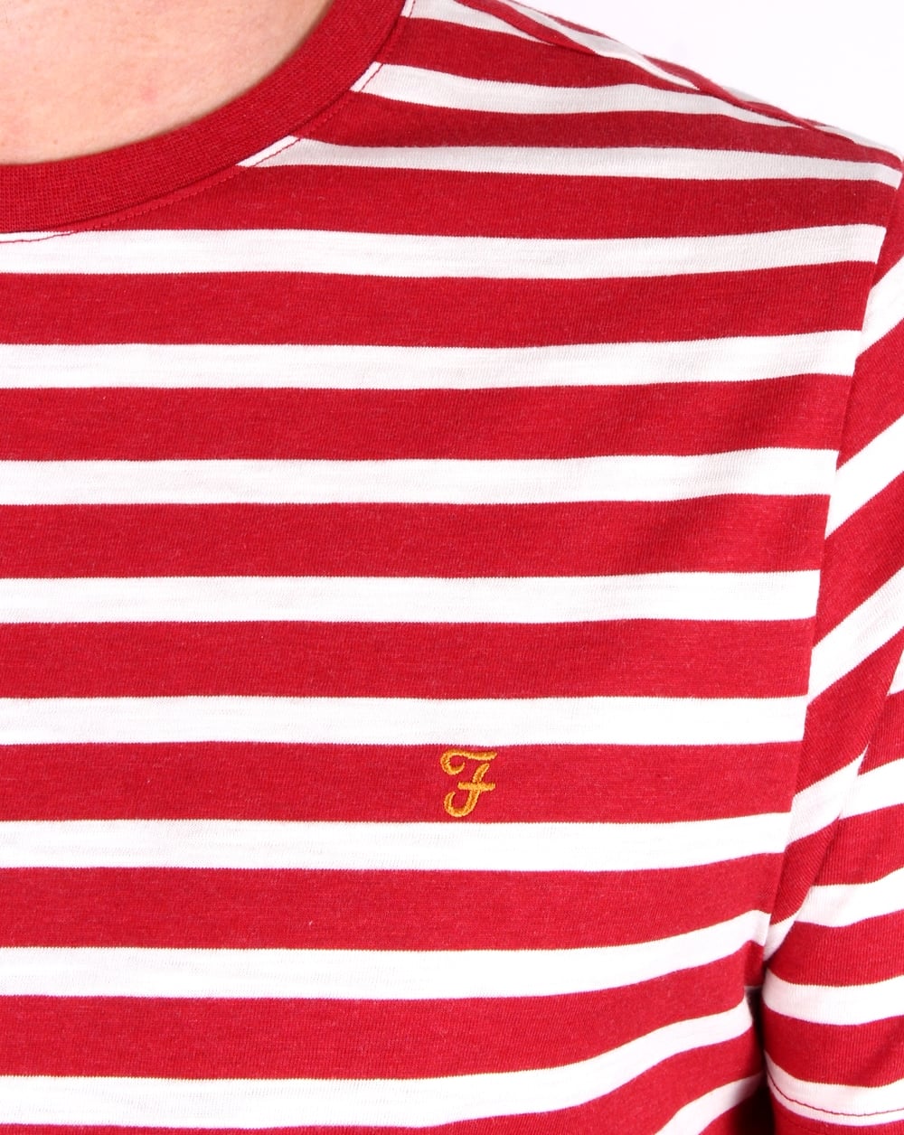 Farah – Lennox – Gestreiftes T-Shirt in Dunkelrot meliert