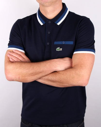 Lacoste – Poloshirt mit Taschendetail, Marineblau/Kobaltblau