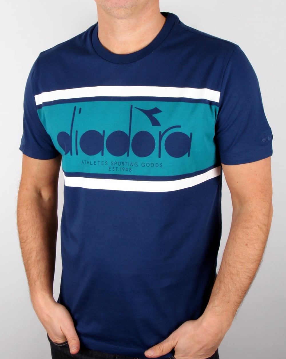 Diadora Logo T-Shirt Estate Blau/Porzellangrün