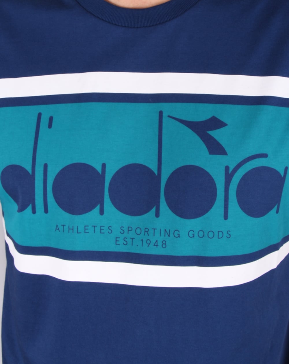 Diadora Logo T-Shirt Estate Blau/Porzellangrün