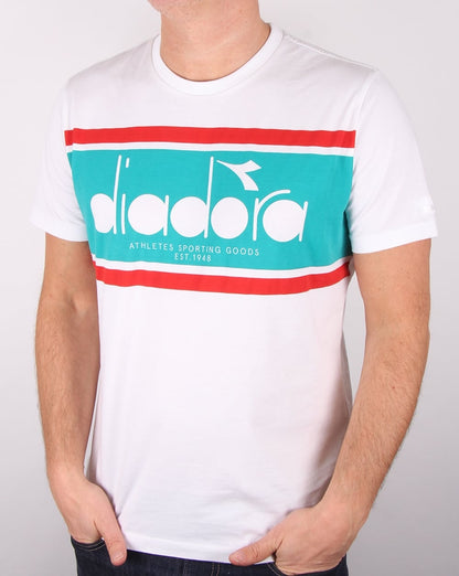 Diadora Logo T-Shirt Weiß/Grün Keramik