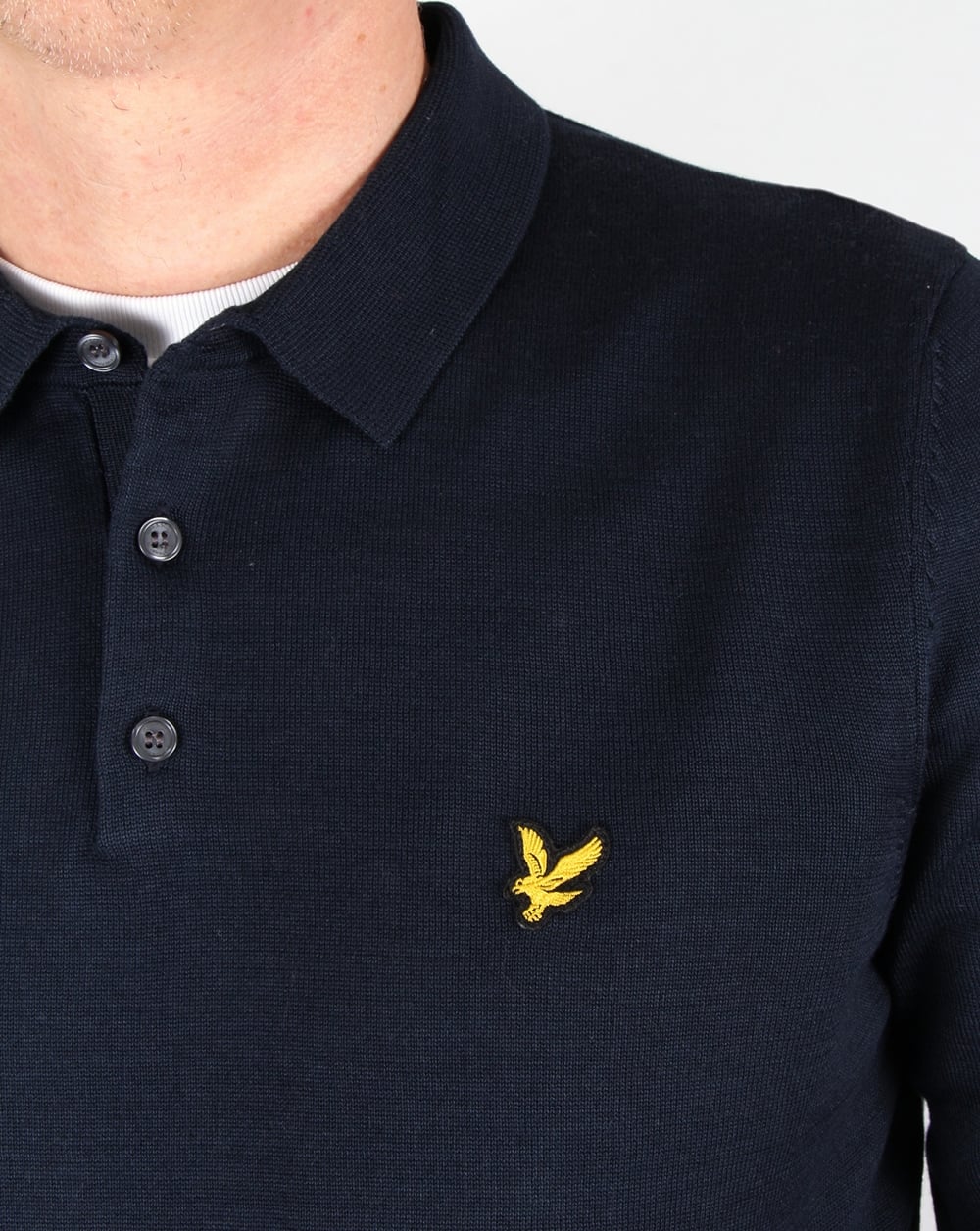 Lyle And Scott Gestricktes Poloshirt mit langen Ärmeln, Marineblau