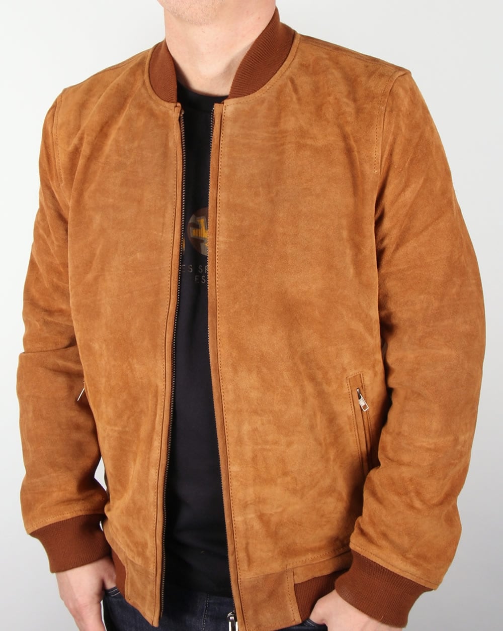 Bellfield – Bomberjacke „Plato“ aus Wildleder in Hellbraun