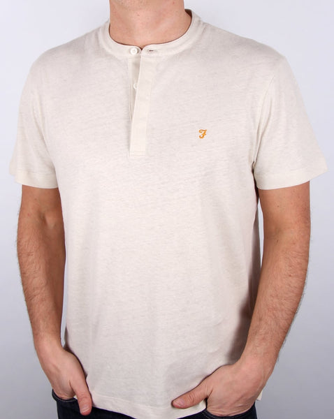 Farah Weddell Linen T Shirt Chalk Marl