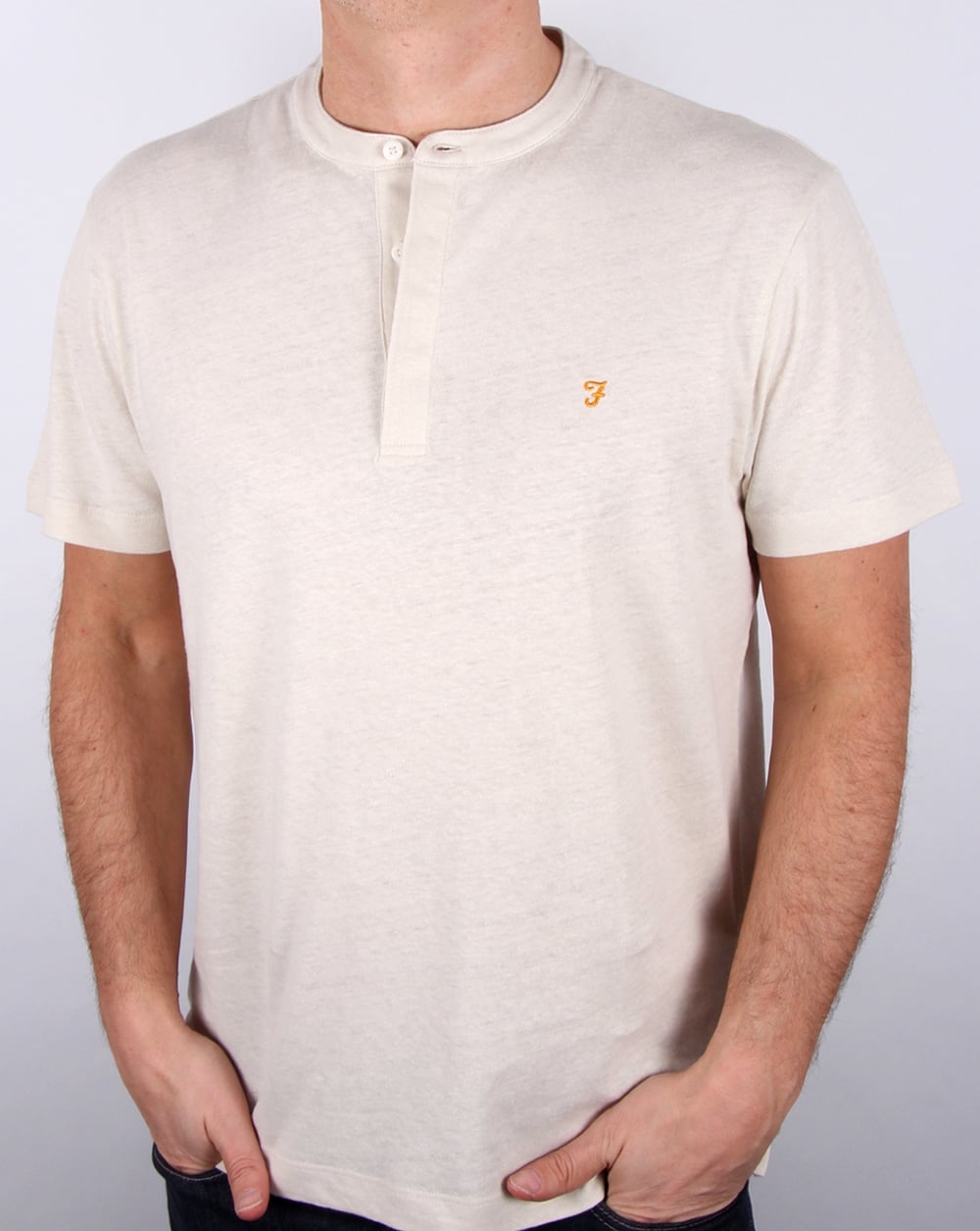 Farah – Weddell – Leinen-T-Shirt in Kreidemelierung