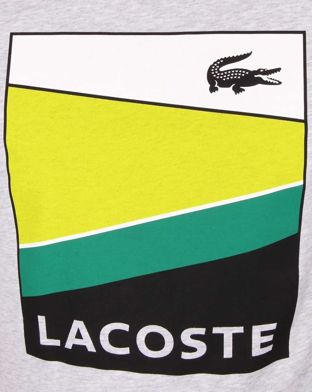 Lacoste – T-Shirt mit geometrischem Print, Silber/Weiß