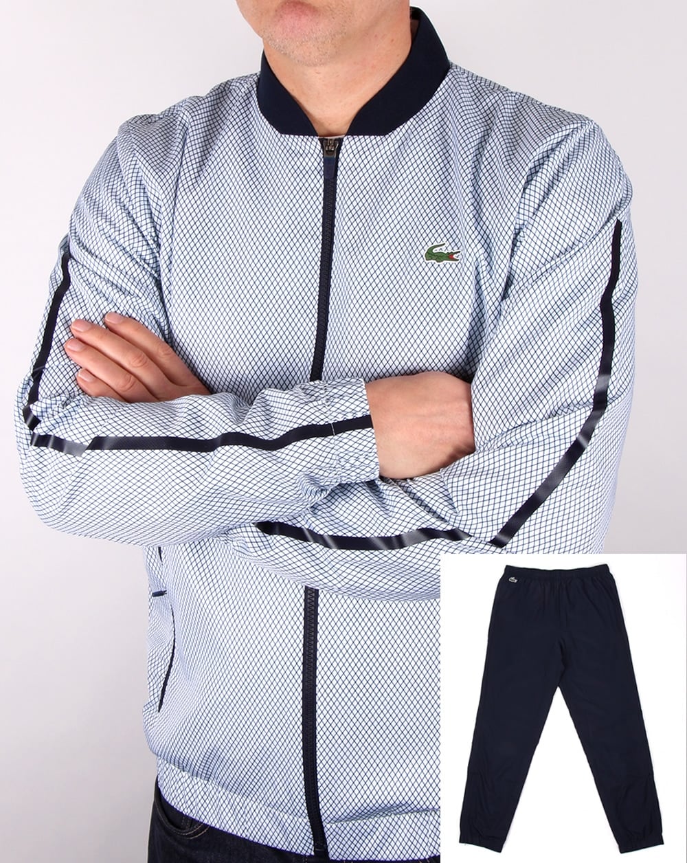 Lacoste Kompletter Trainingsanzug Weiß/Marineblau/Rot