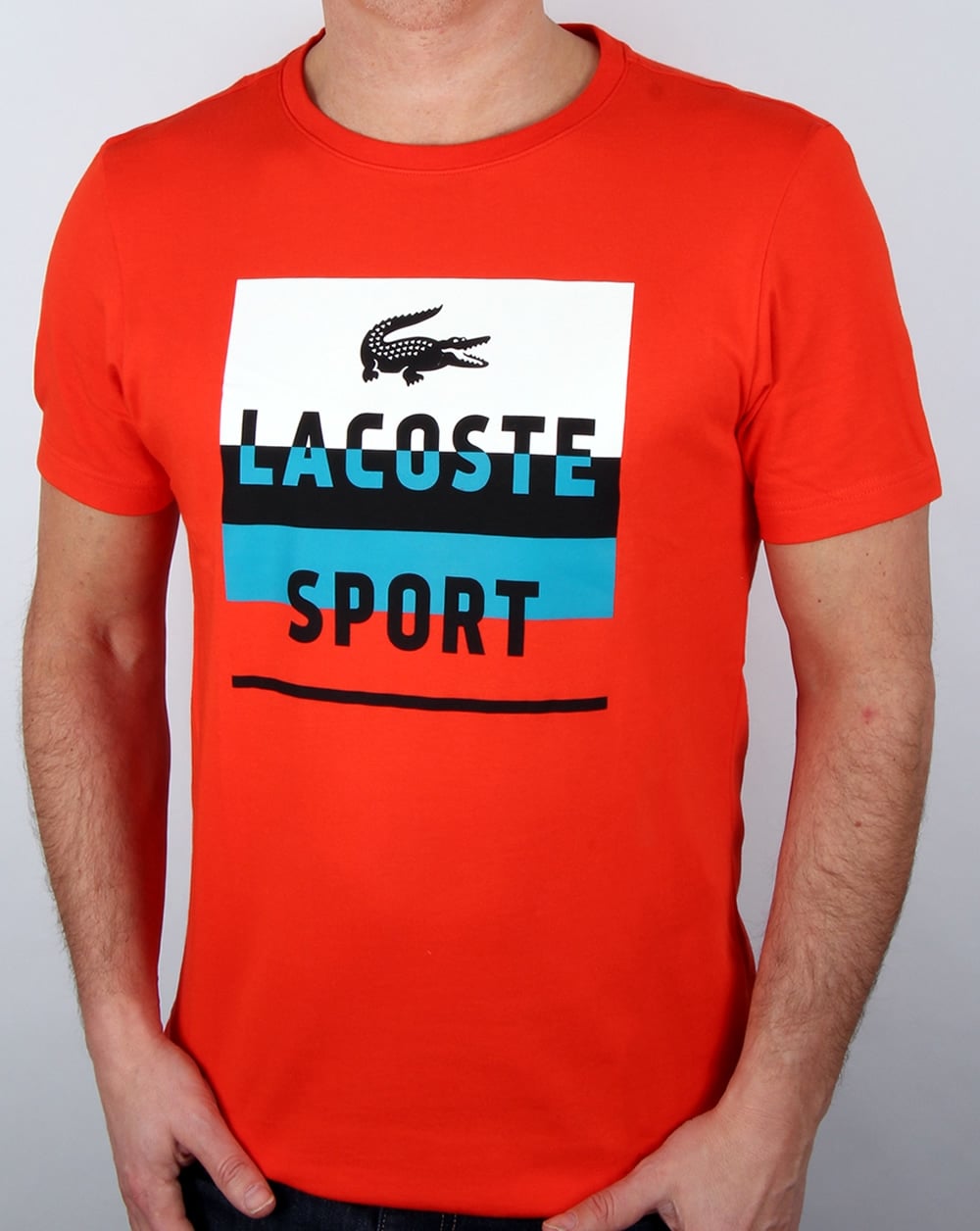 Lacoste Sport Print T-Shirt Ätnarot/Weiß