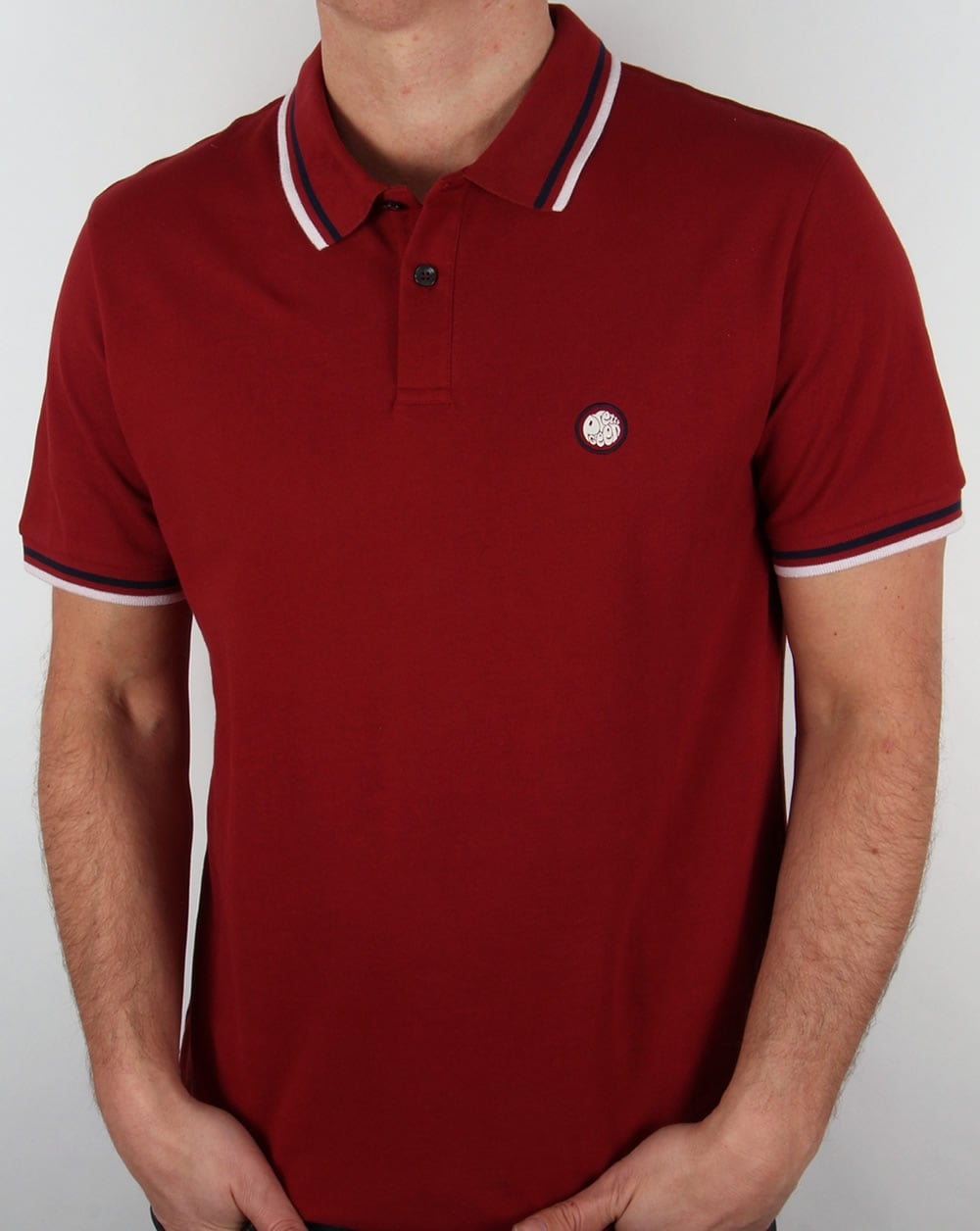 Pretty Green Tipped Poloshirt Dunkelrot