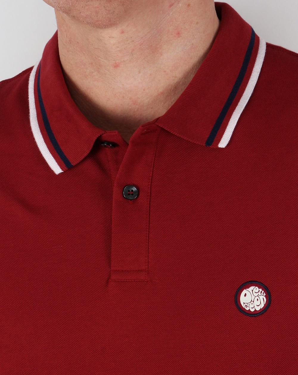 Pretty Green Tipped Poloshirt Dunkelrot