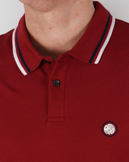 Pretty Green Tipped Poloshirt Dunkelrot