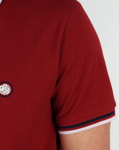 Pretty Green Tipped Poloshirt Dunkelrot