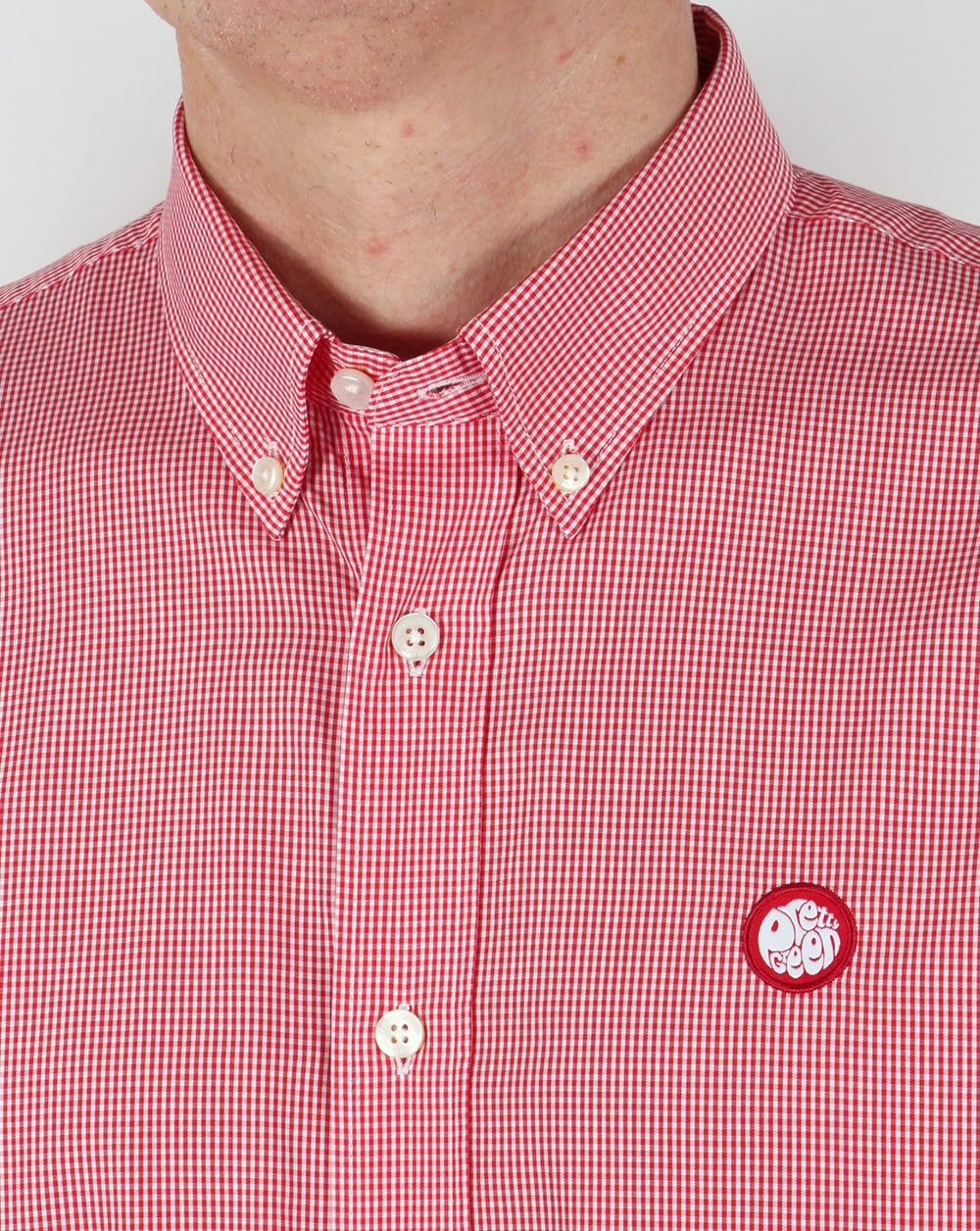 Pretty Green Glendale Kurzarmhemd mit Vichy-Karomuster, Rot