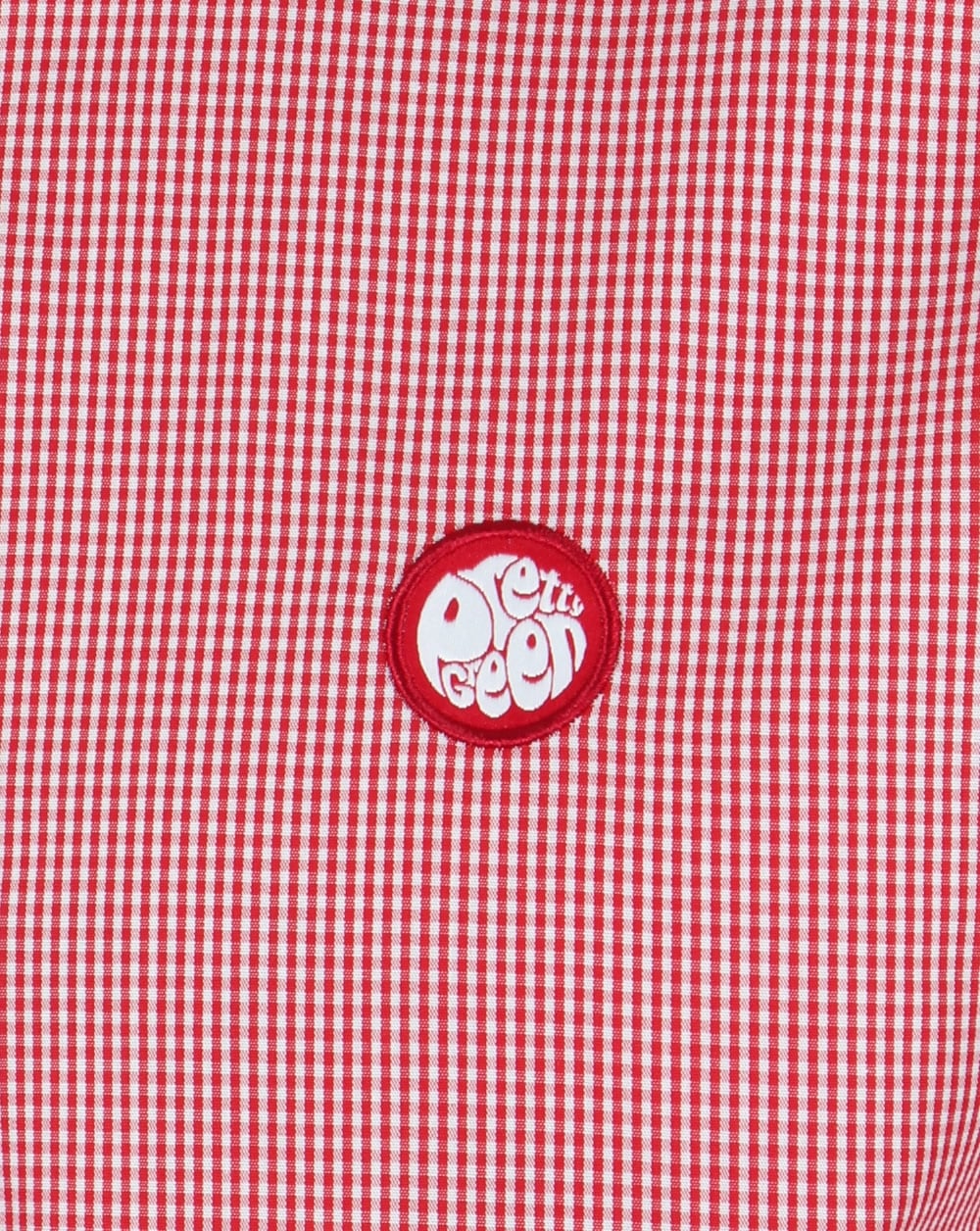 Pretty Green Glendale Kurzarmhemd mit Vichy-Karomuster, Rot