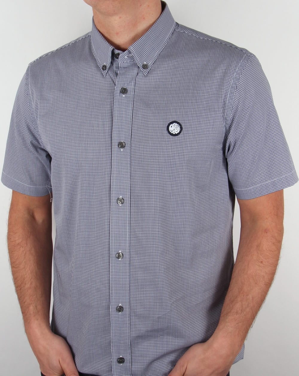 Pretty Green Glendale Kurzarmhemd mit Vichy-Karomuster, Marineblau