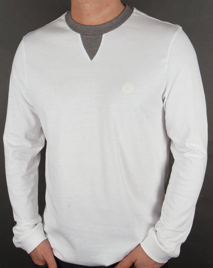 Pretty Green Duxbury Langarm-T-Shirt Weiß