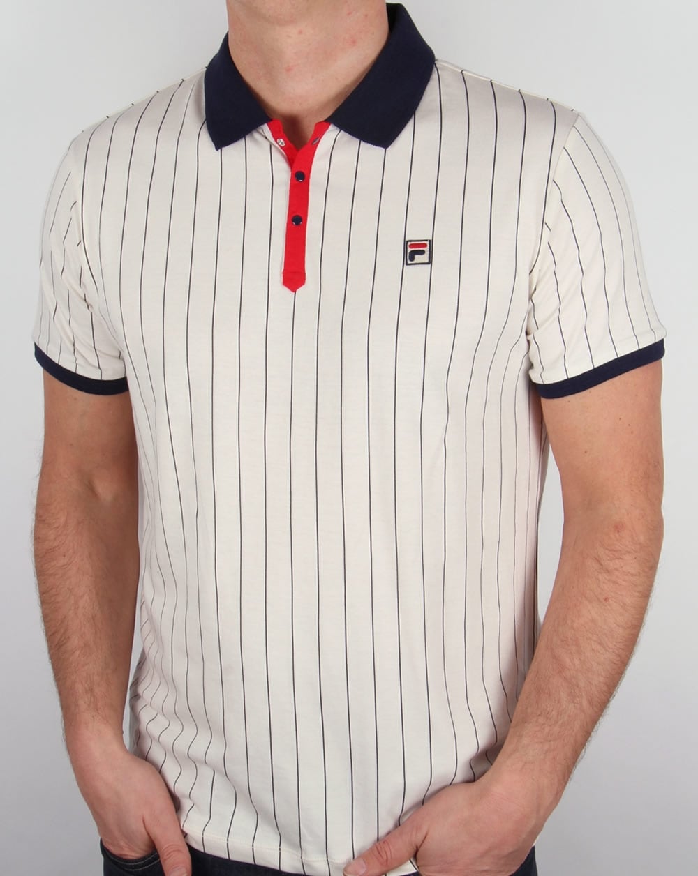 Fila Vintage Mk1 Settanta Poloshirt Gardenia/Marineblau/Rot