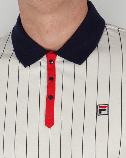 Fila Vintage Mk1 Settanta Poloshirt Gardenia/Marineblau/Rot