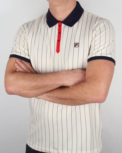Fila Vintage Mk1 Settanta Poloshirt Gardenia/Marineblau/Rot