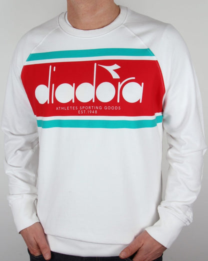 Diadora Logo Sweatshirt Weiß/Grün Keramik