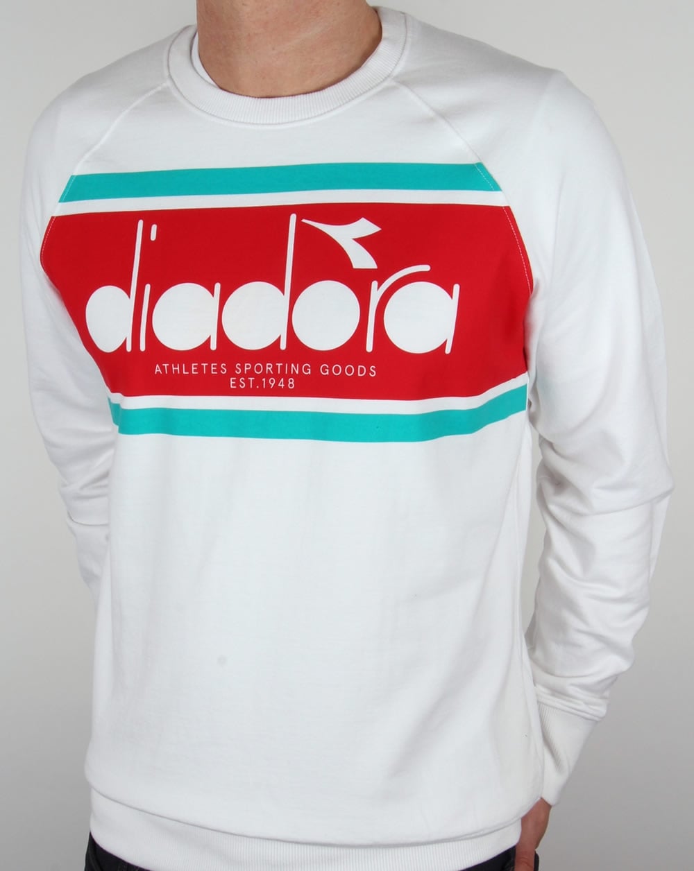 Diadora Logo Sweatshirt Weiß/Grün Keramik