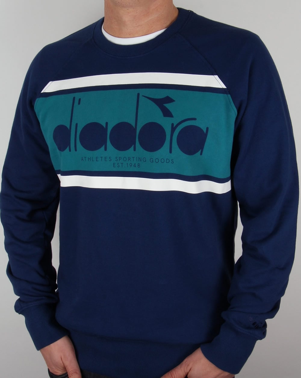 Diadora Logo Sweatshirt Estate Blau/Porzellangrün