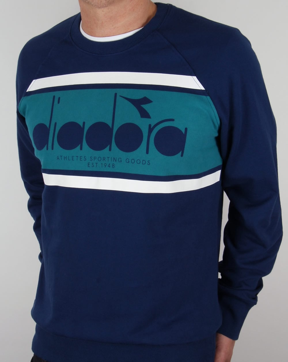 Diadora Logo Sweatshirt Estate Blau/Porzellangrün