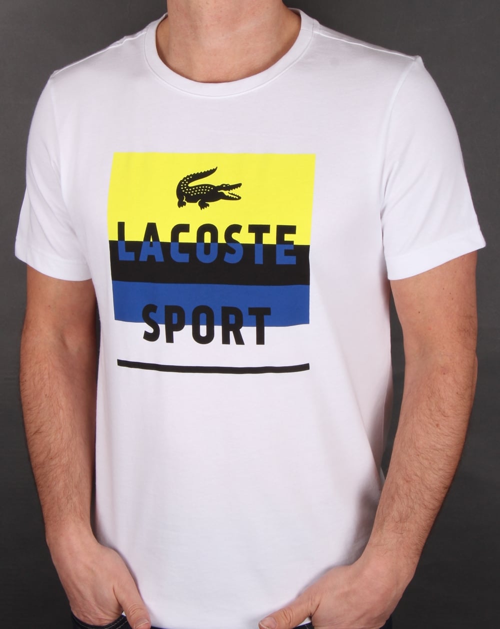 Lacoste Sport Print T-Shirt Weiß/Zitrone