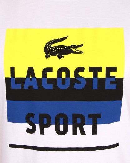 Lacoste Sport Print T-Shirt Weiß/Zitrone