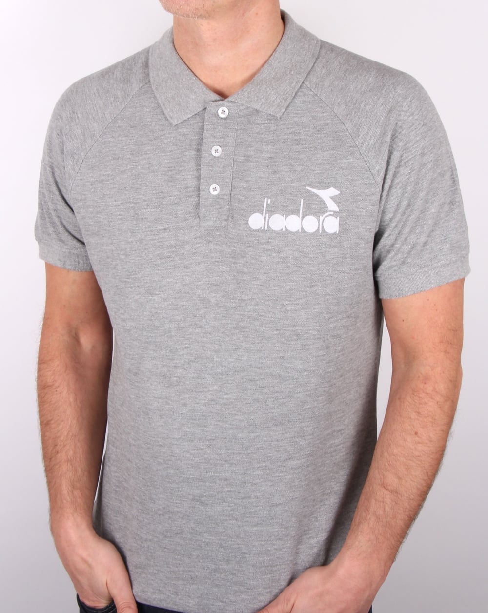 Diadora 80er Poloshirt Grau Melange