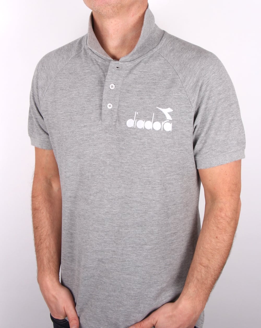 Diadora 80er Poloshirt Grau Melange