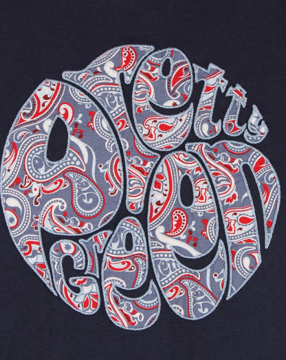 Pretty Green – Camley – T-Shirt mit Paisley-Applikation, Marineblau