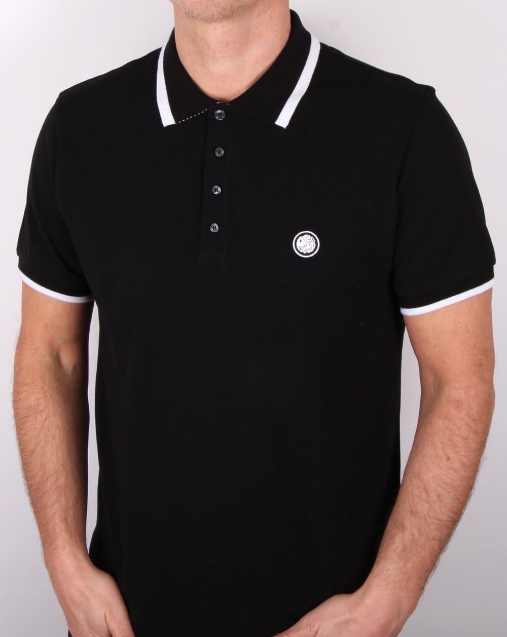 Pretty Green Poloshirt mit Streifen in Schwarz