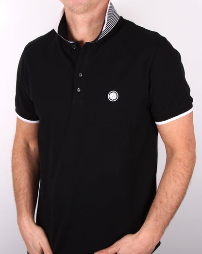 Pretty Green Poloshirt mit Streifen in Schwarz