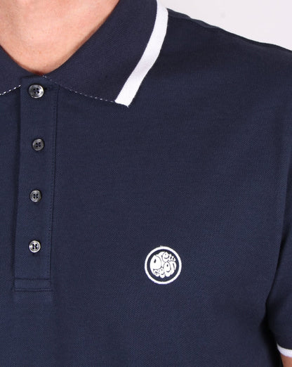 Pretty Green – Poloshirt mit mehreren Streifen, Marineblau