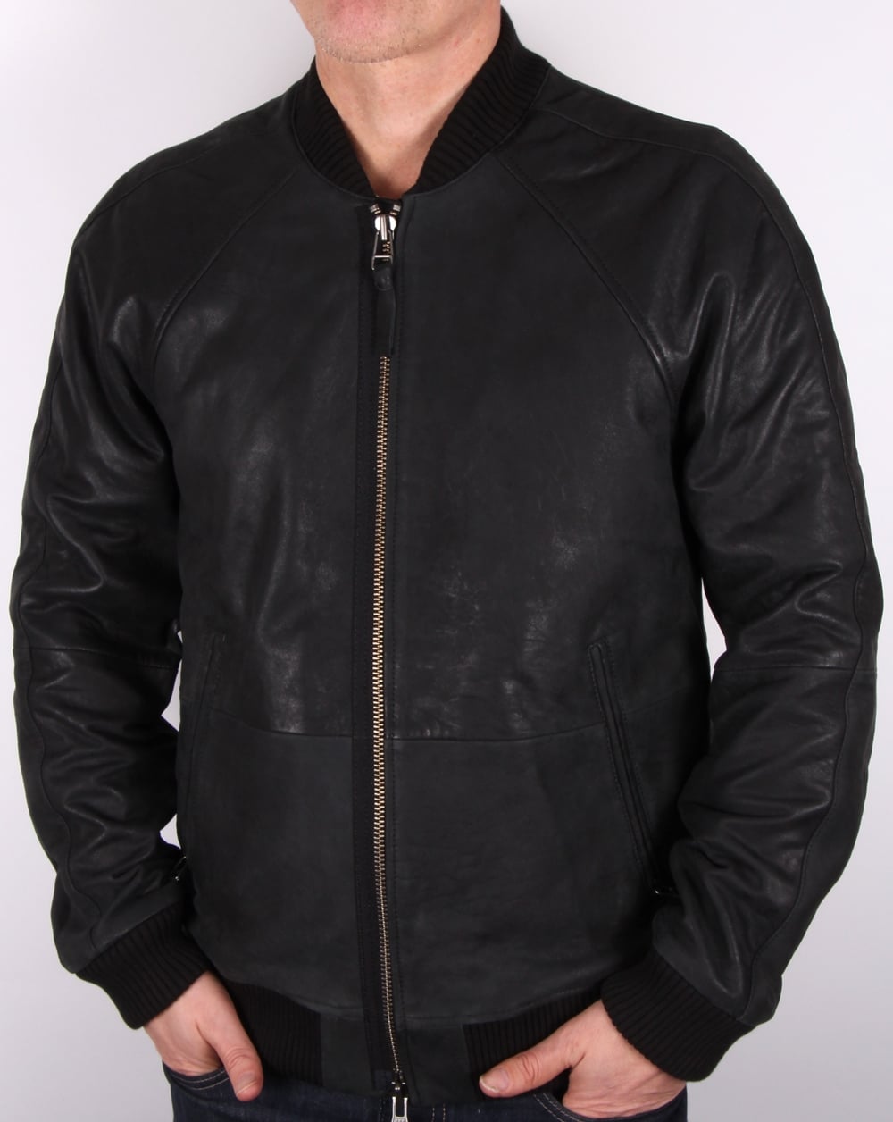 Pretty Green Albion Lederjacke Schwarz