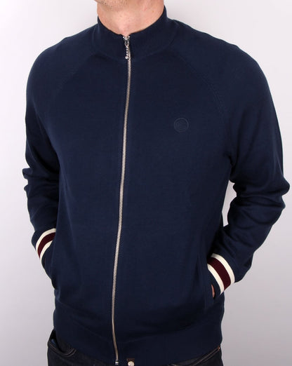 Pretty Green Mandeville Strick-Trainingsjacke, Marineblau