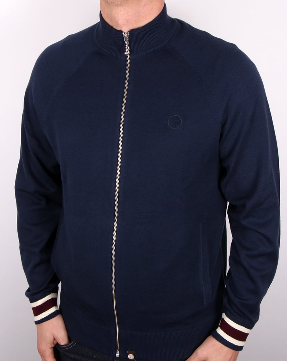 Pretty Green Mandeville Strick-Trainingsjacke, Marineblau