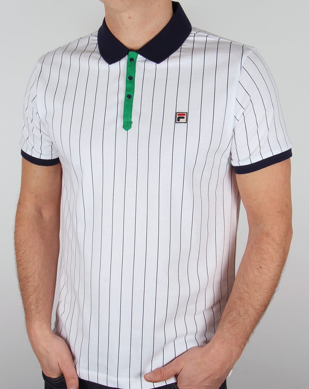 Fila Vintage Mk1 Settanta Poloshirt Weiß/Marineblau/Grün
