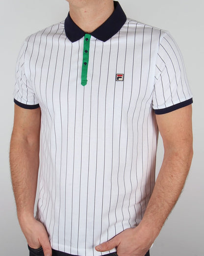 Fila Vintage Mk1 Settanta Poloshirt Weiß/Marineblau/Grün