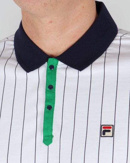 Fila Vintage Mk1 Settanta Poloshirt Weiß/Marineblau/Grün