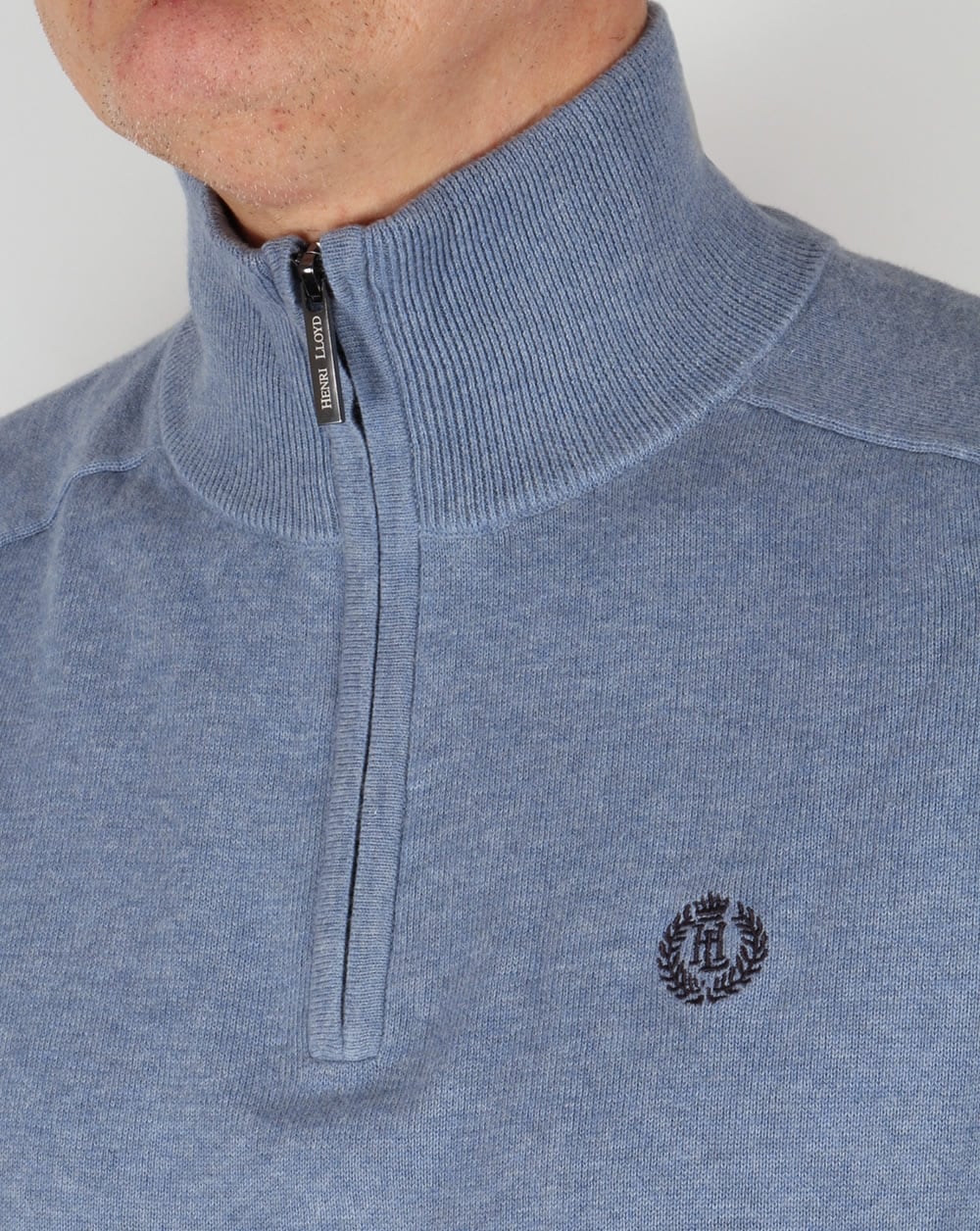 Henri Lloyd Strickpullover mit halbem Reißverschluss, Frostblau