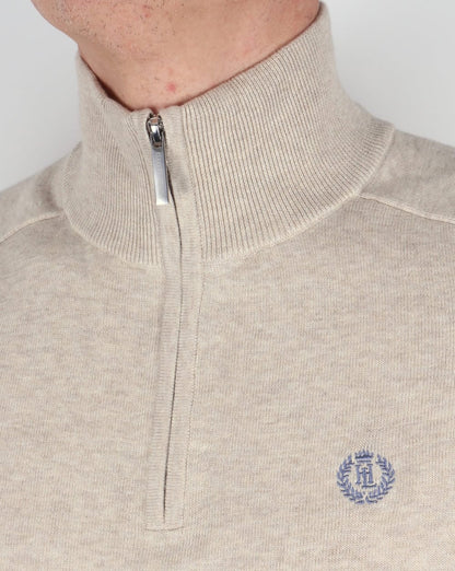 Henri Lloyd Strickpullover mit halbem Reißverschluss, Sandmeliert