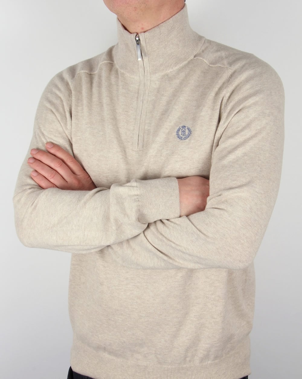 Henri Lloyd Strickpullover mit halbem Reißverschluss, Sandmeliert