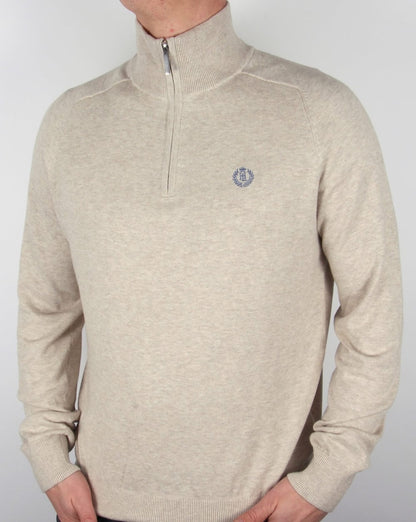 Henri Lloyd Strickpullover mit halbem Reißverschluss, Sandmeliert