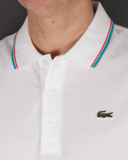 Lacoste Poloshirt mit Streifen Weiß/Ozean