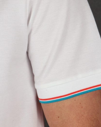 Lacoste Poloshirt mit Streifen Weiß/Ozean